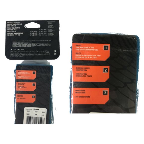 Nike Dri-Fit DoubleWide TENNIS Wristbands 2.0 Teal - Picture 3 of 3